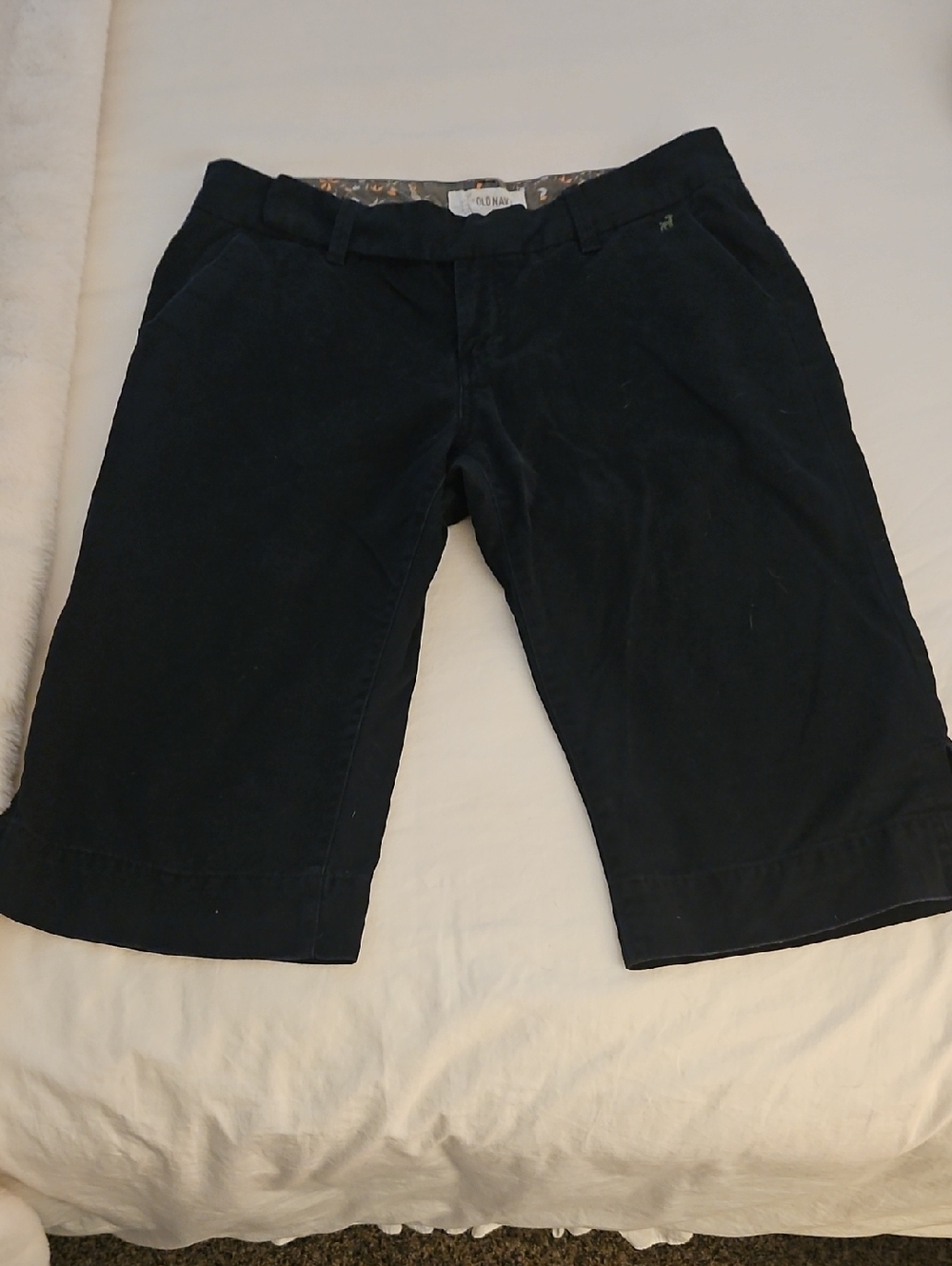 Old Navy Black Casual Shorts with Olive Floral Waistband